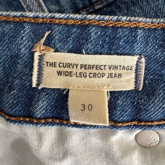 Madewell The Curvy Perfect Vintage Wide Leg Crop Jeans Cresslow Wash Size 30 - Picture 12 of 15
